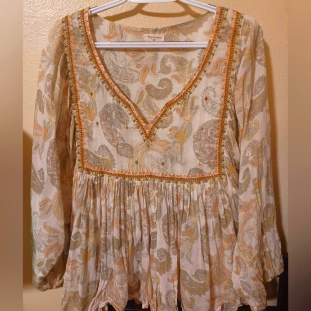 Gypsy boho floral smock top
